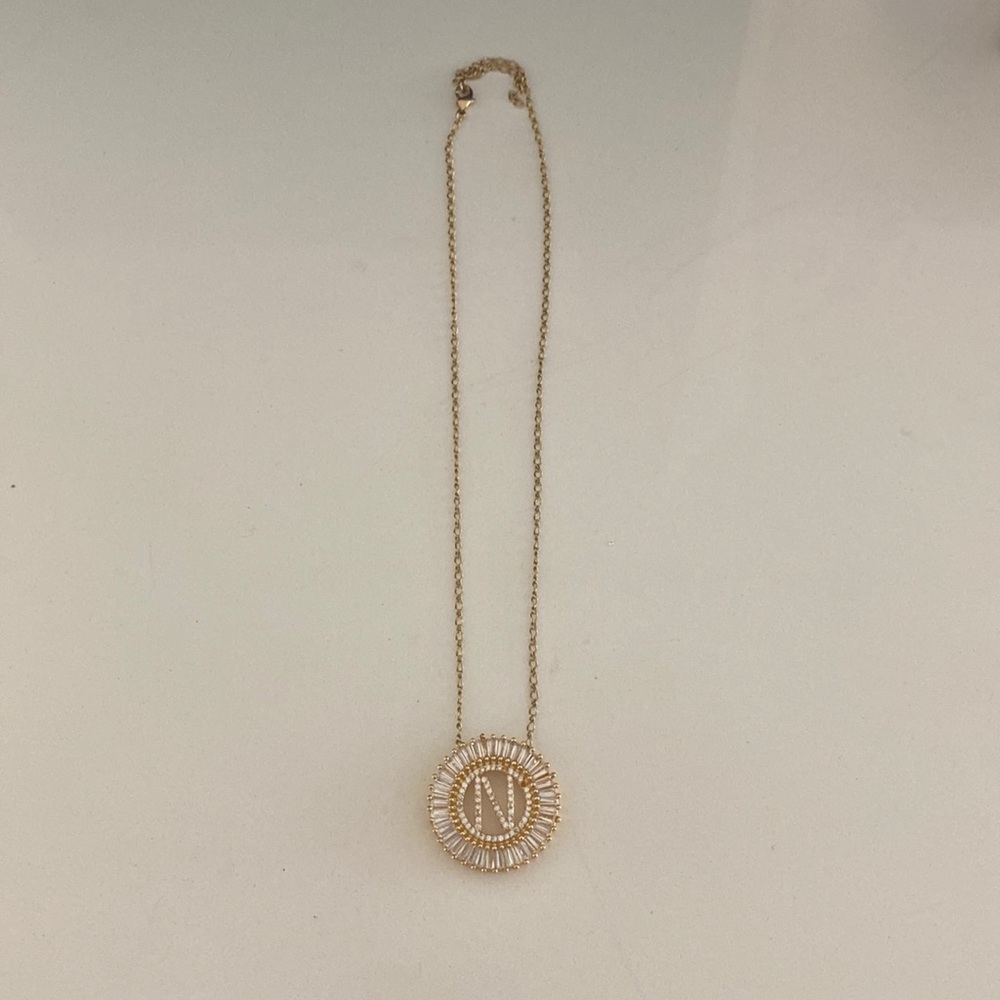 N Initial necklace - gold Small